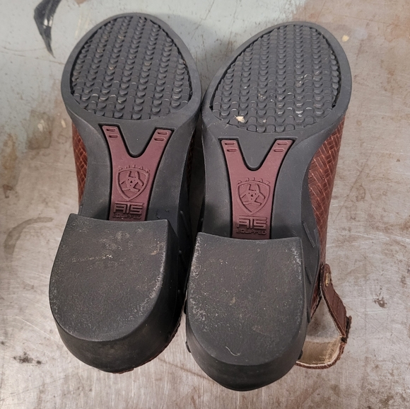 Ariat Women’s Size 6 Woven Brown Leather Slides Mules Strap Style 94024 - Picture 9 of 10